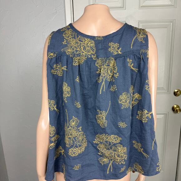 Toad & Co. Manzana Women's Shirt Large Floral Button Front Tank Organic G3-17 - Picture 3 of 6